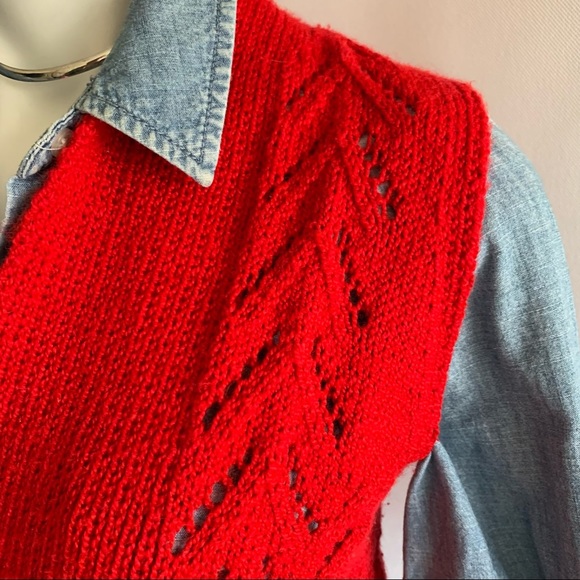 k n i t :: Vintage Hand Made Cable Knit Pointelle Sweater Vest - Picture 12 of 12